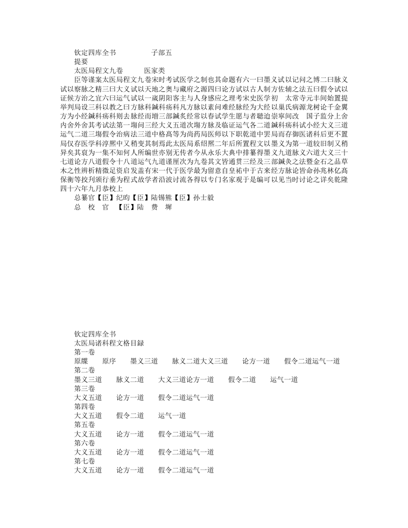 太医局诸科程文格