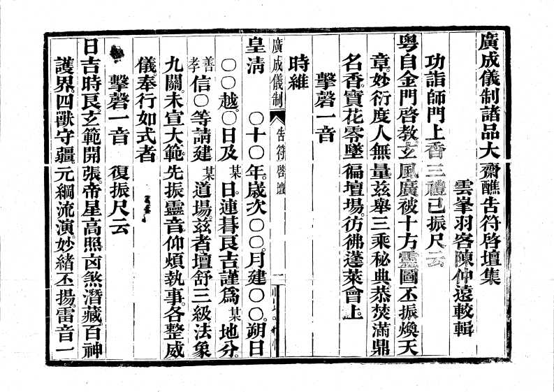 廣成儀制諸品齋醮告符啟壇全集