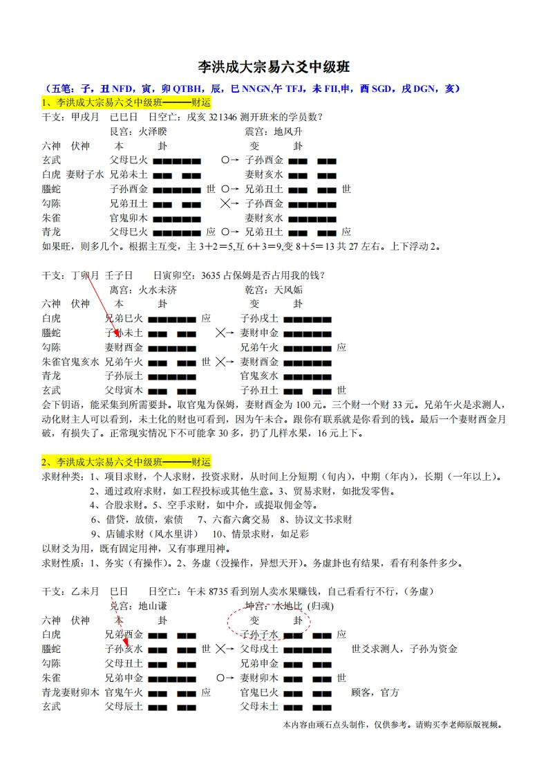 李洪成大宗易六爻中级班(顽石版)
