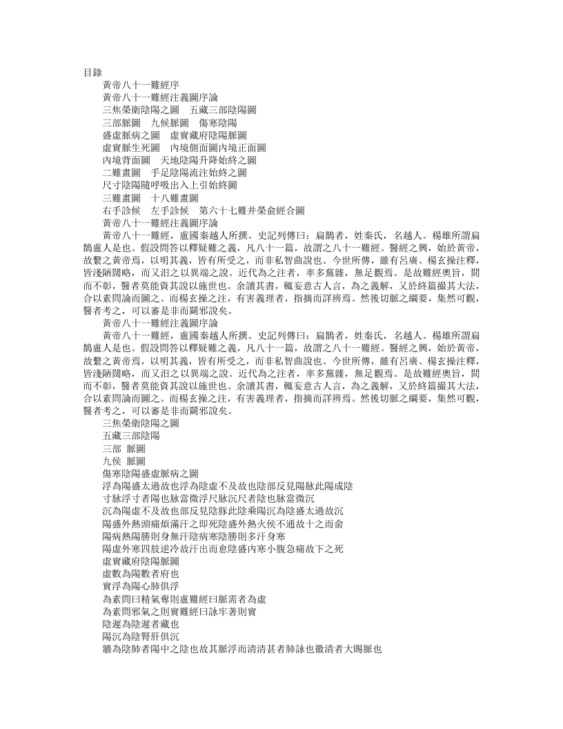 正统道藏太玄部-黄帝八十一难经注义图序论--